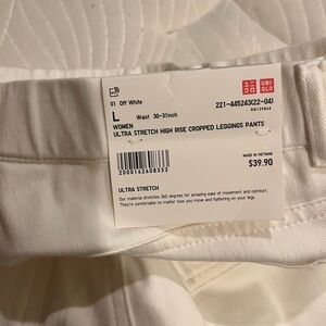 Uniqlo Women's Off White Ultra Stretch High Rise Pants